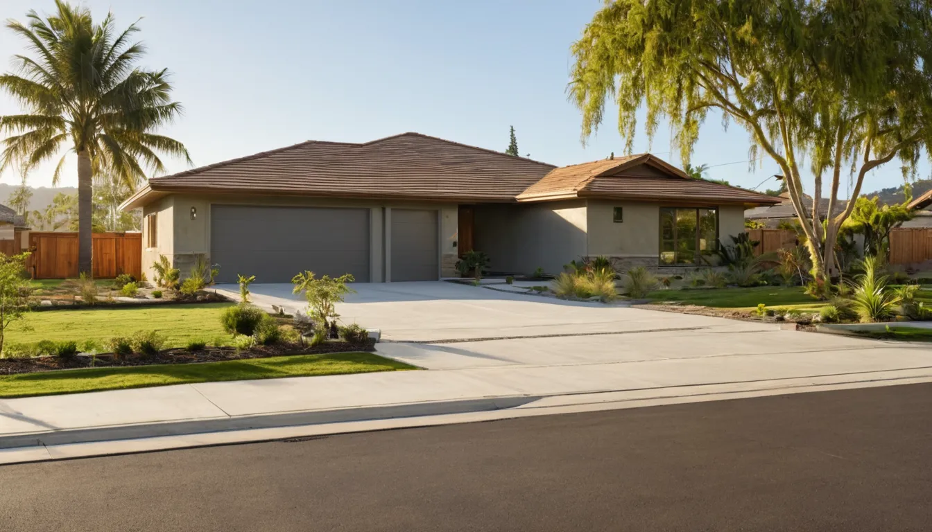Newly poured concrete driveway in front of a single-story home in the New Port Richey area