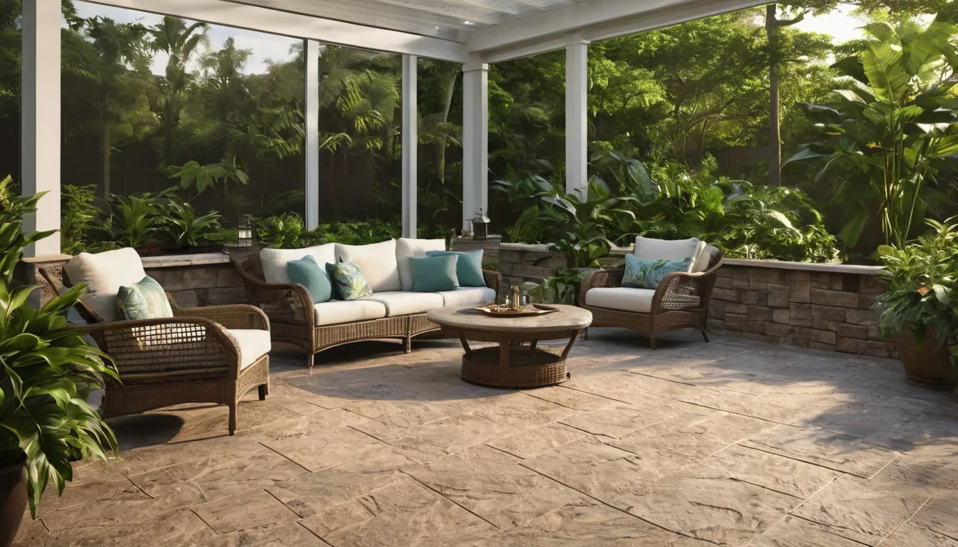 A stamped concrete patio at a home in the New Port Richey area